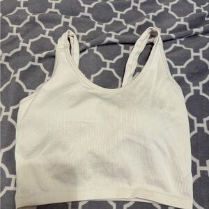 90 Degree By Reflex White Ribbed Sports Bra